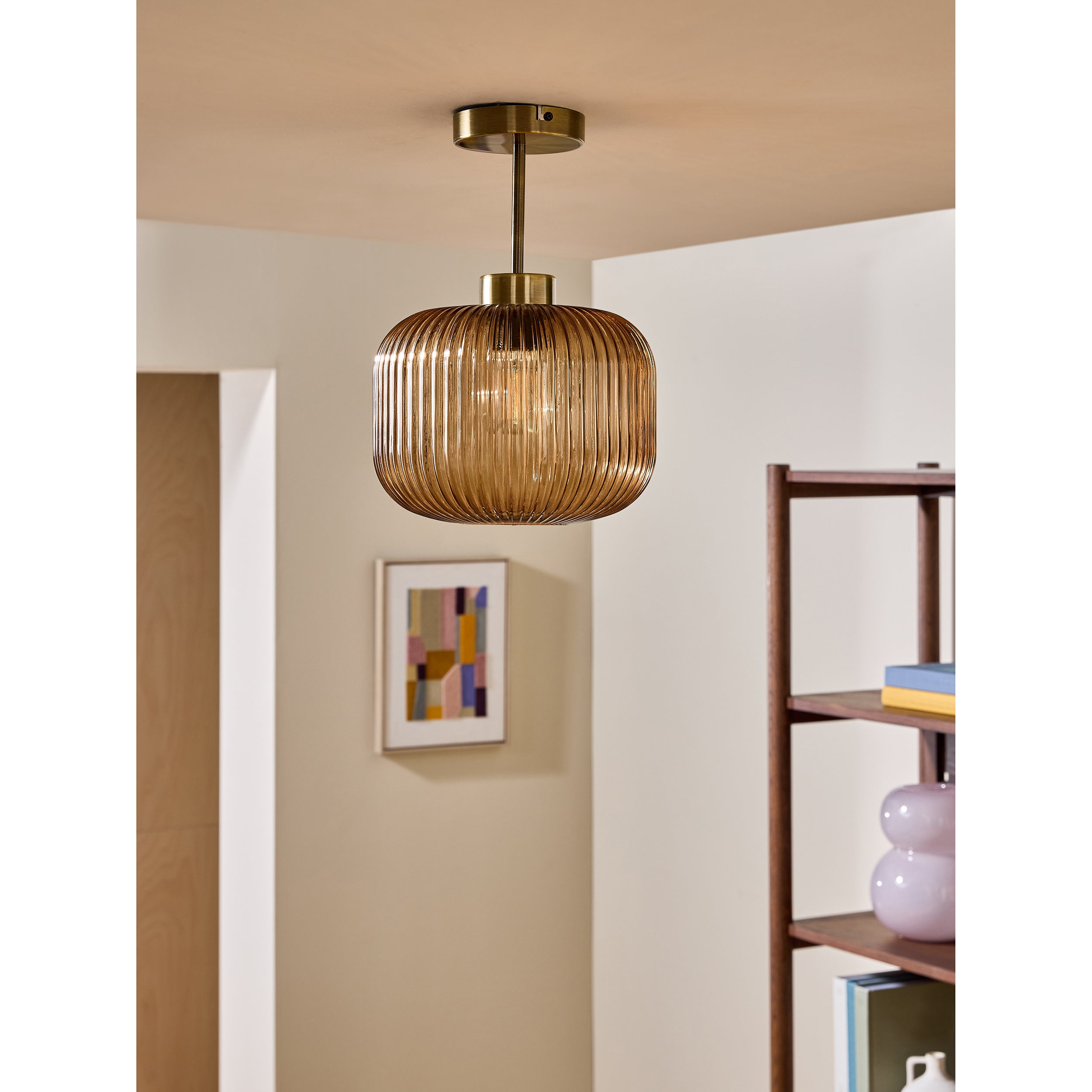 MADE.COM Briz Flush Ceiling Light - Amber Brown