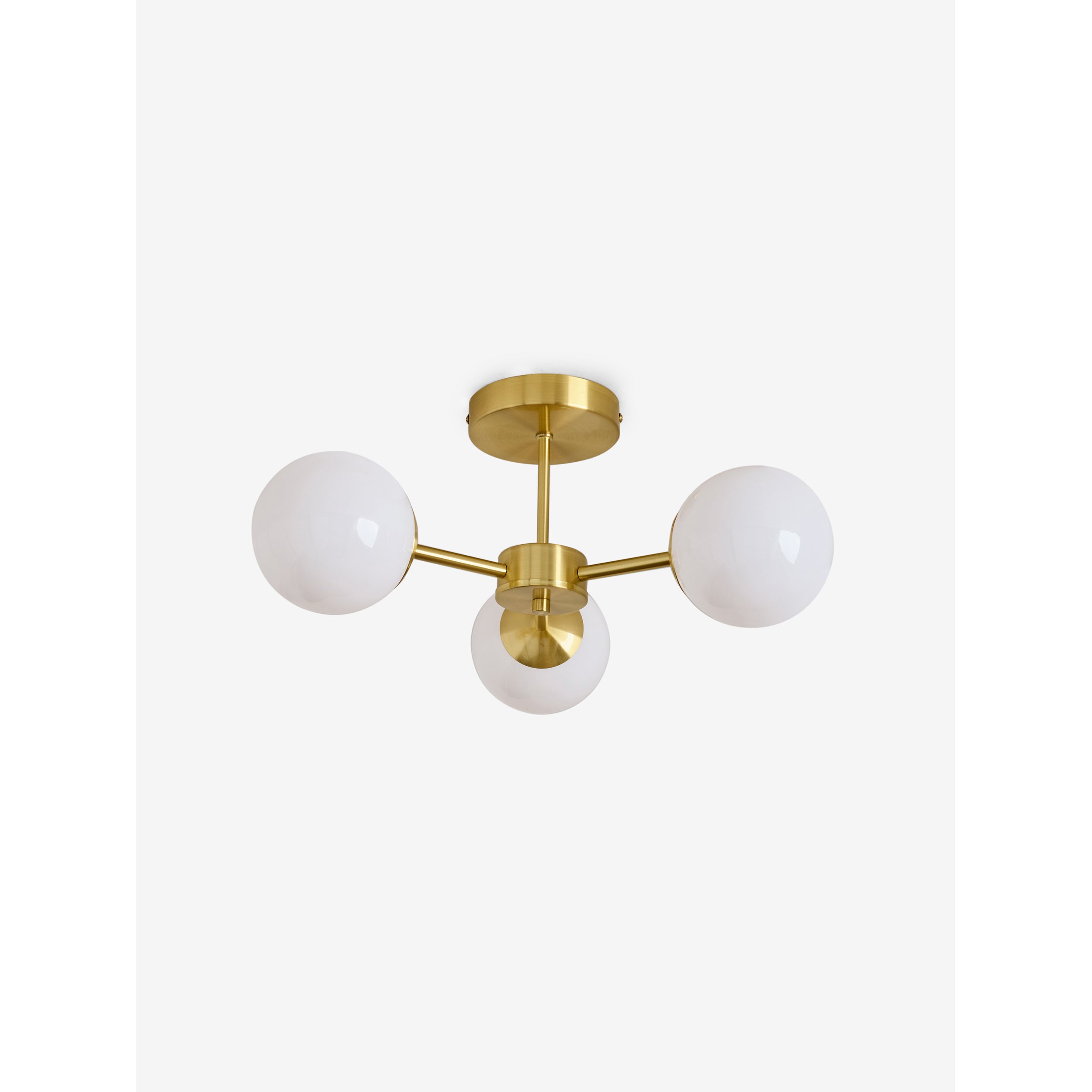MADE.COM Globe 3 Light Flush Ceiling Light - Brass & Opal