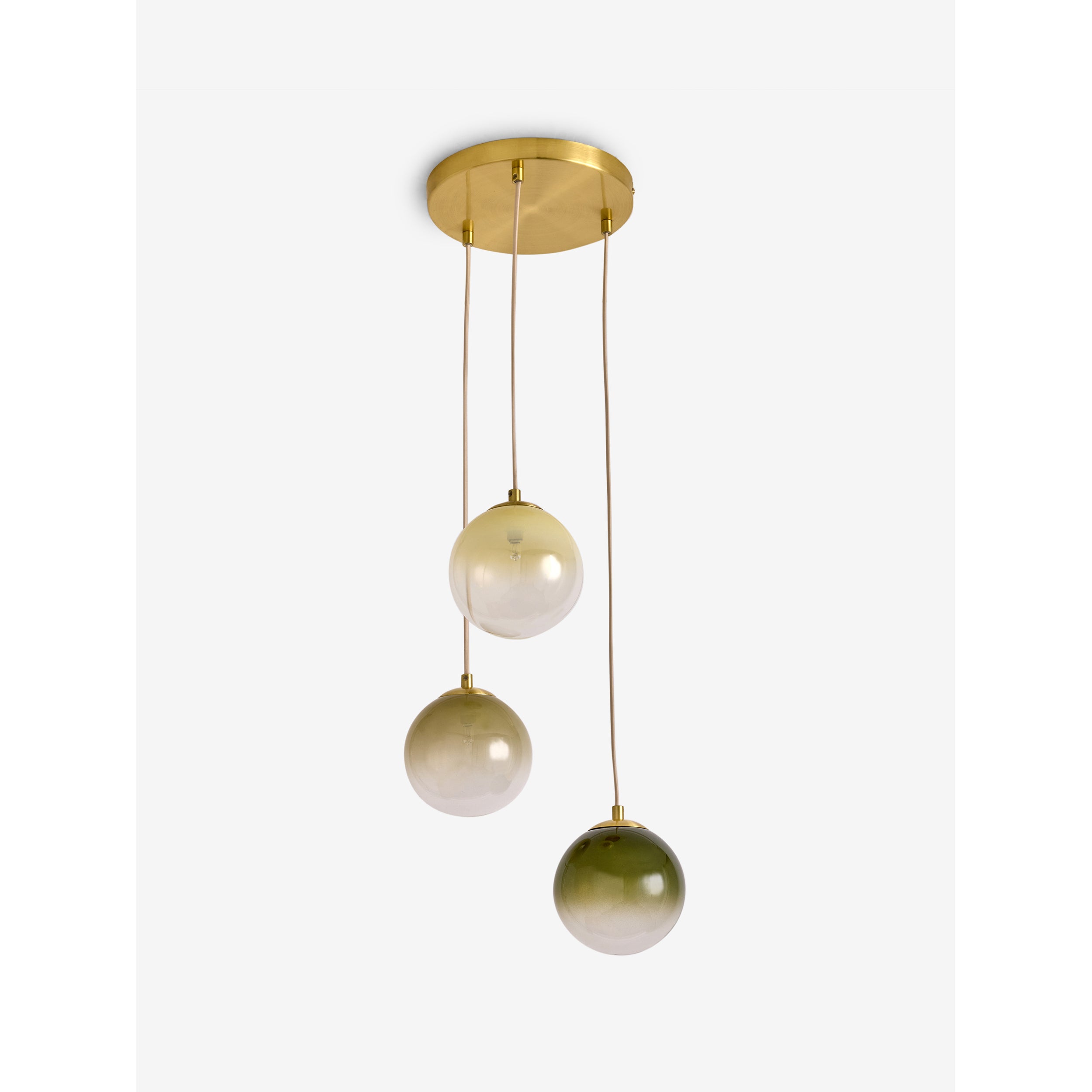 MADE.COM Globe 3 Light Ceiling Light - Brass & Green Ombre