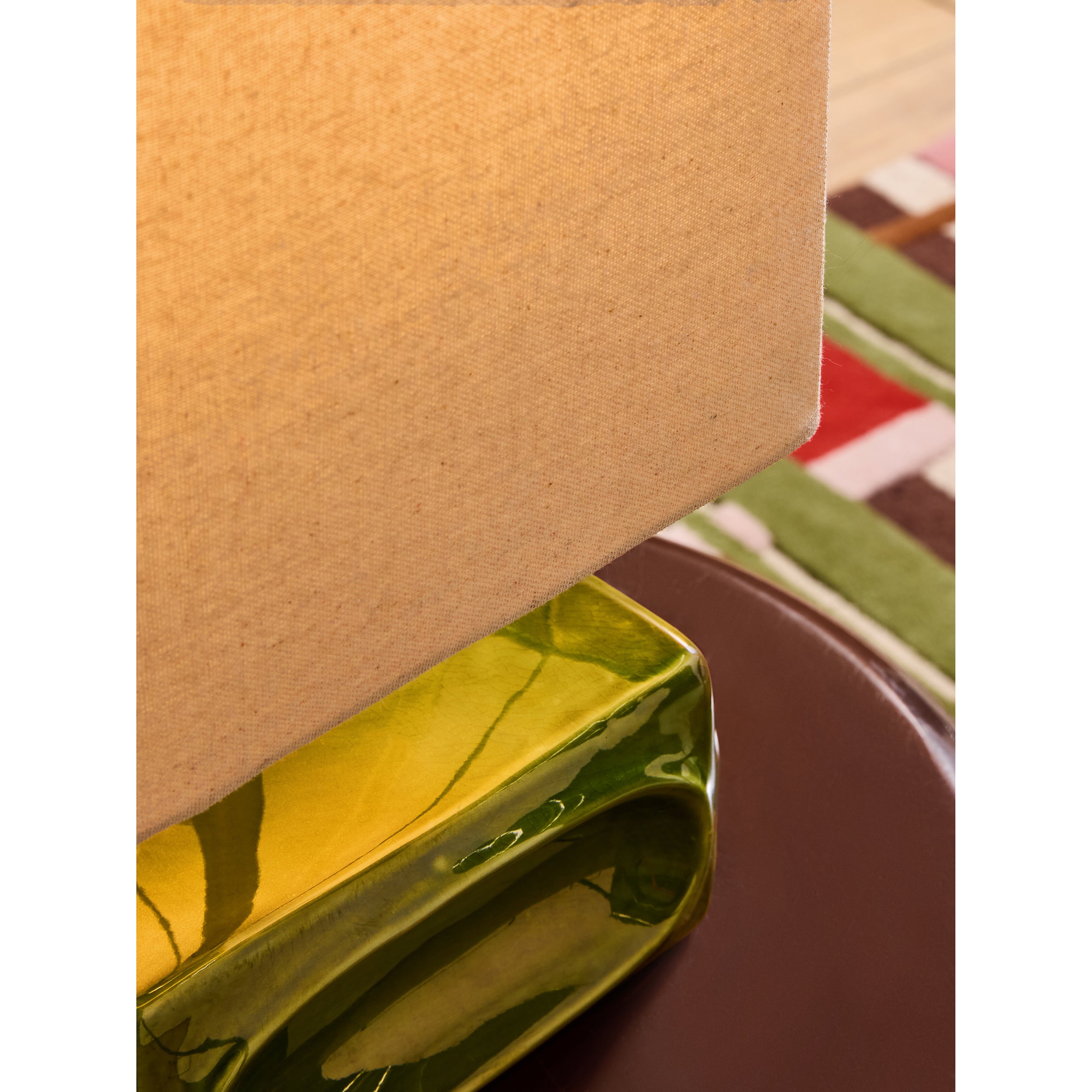 MADE.COM Nell Ceramic Table Lamp - Green & Ecru