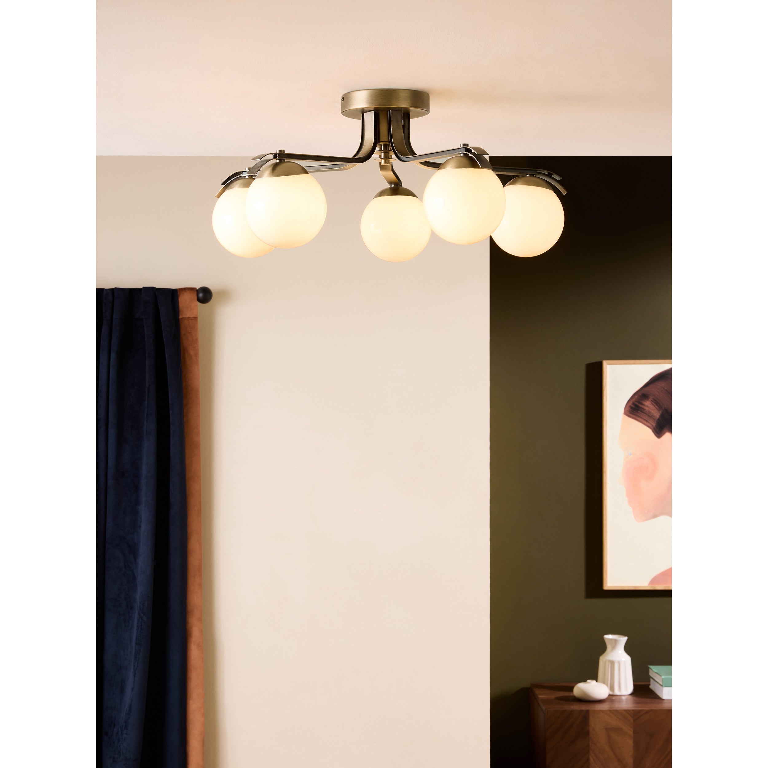 MADE.COM Palla 5 Light Flush Ceiling Light - Brass