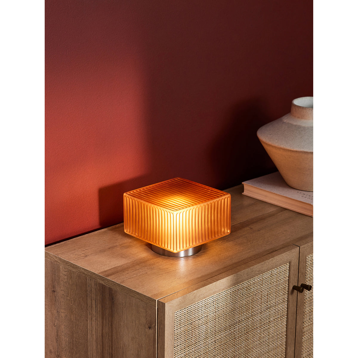 MADE.COM Alma Table Lamp - Amber Brown & Silver