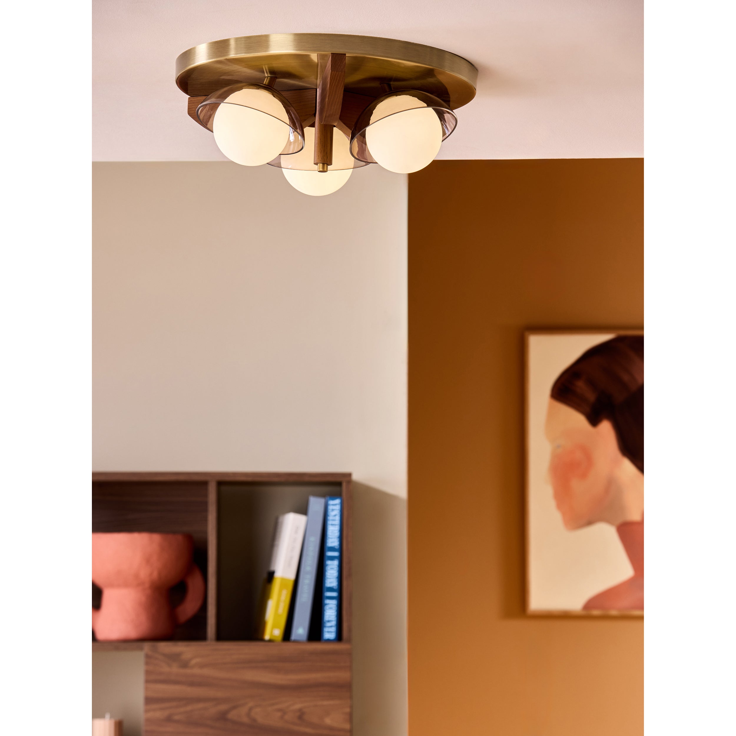 MADE.COM Layla 3 Light Flush Ceiling Light - Brown