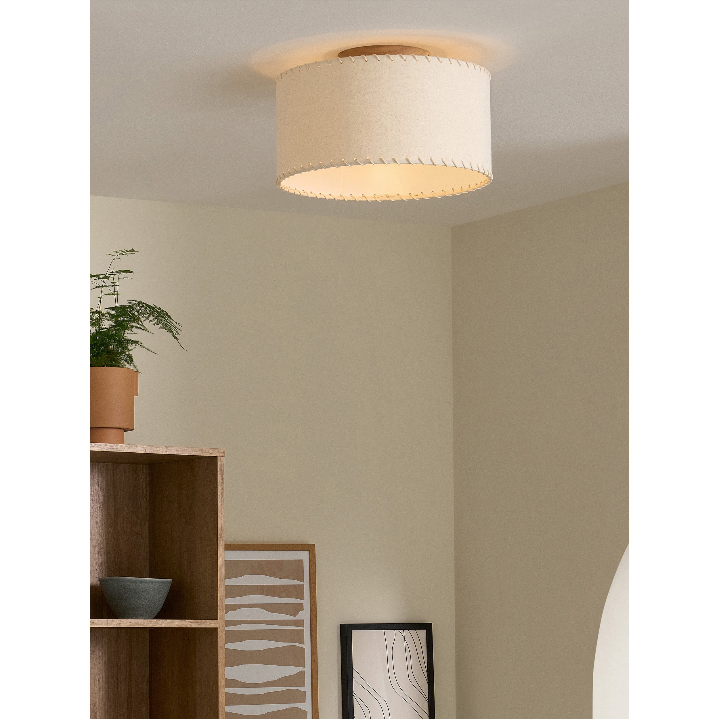 MADE.COM Neutra Flush Ceiling Light - Natural & Wood