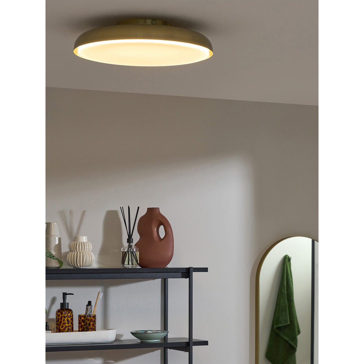 MADE.COM Nura Flush IP44 Bathroom Ceiling Light - Brass
