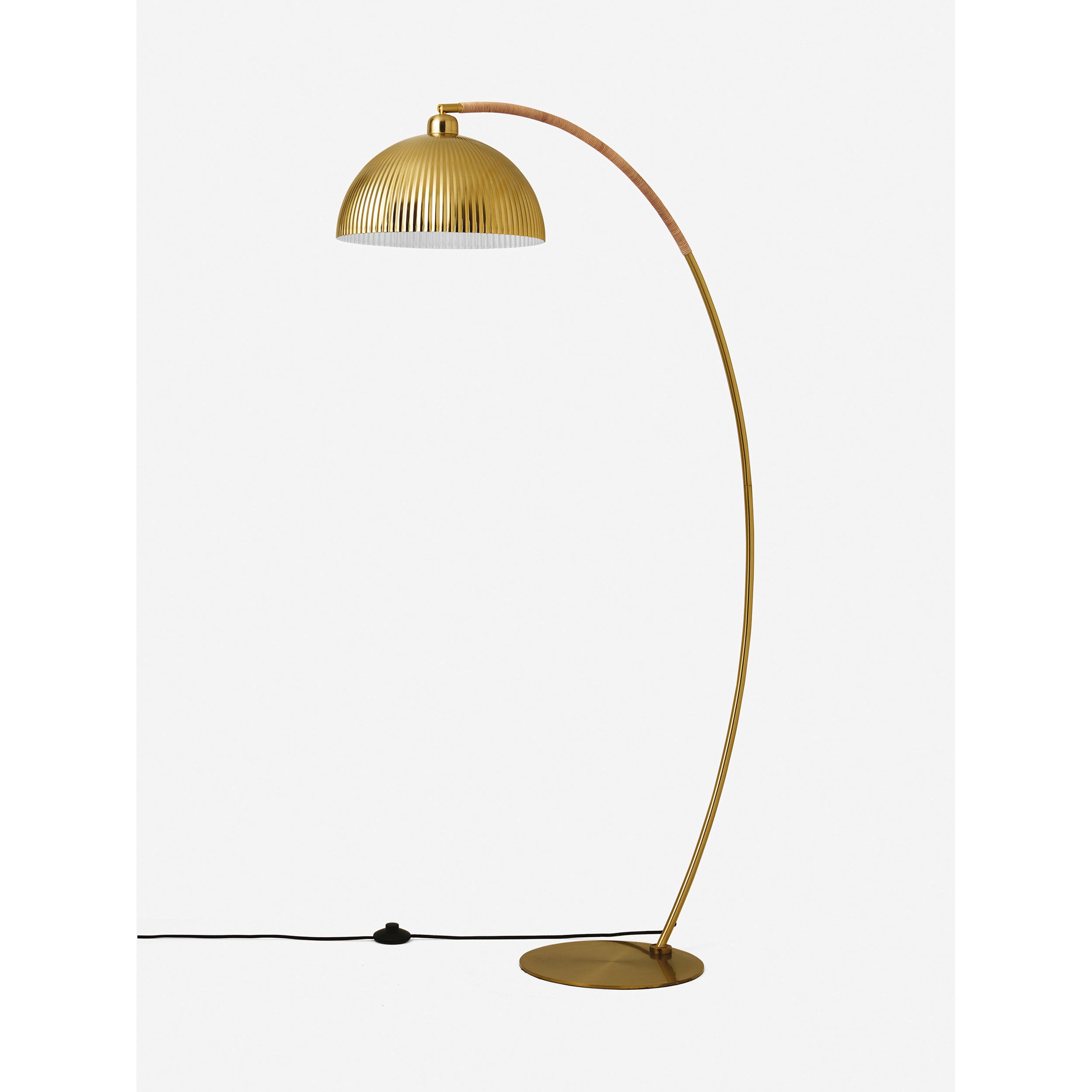 MADE.COM Shell Floor Lamp - Gold & Bamboo