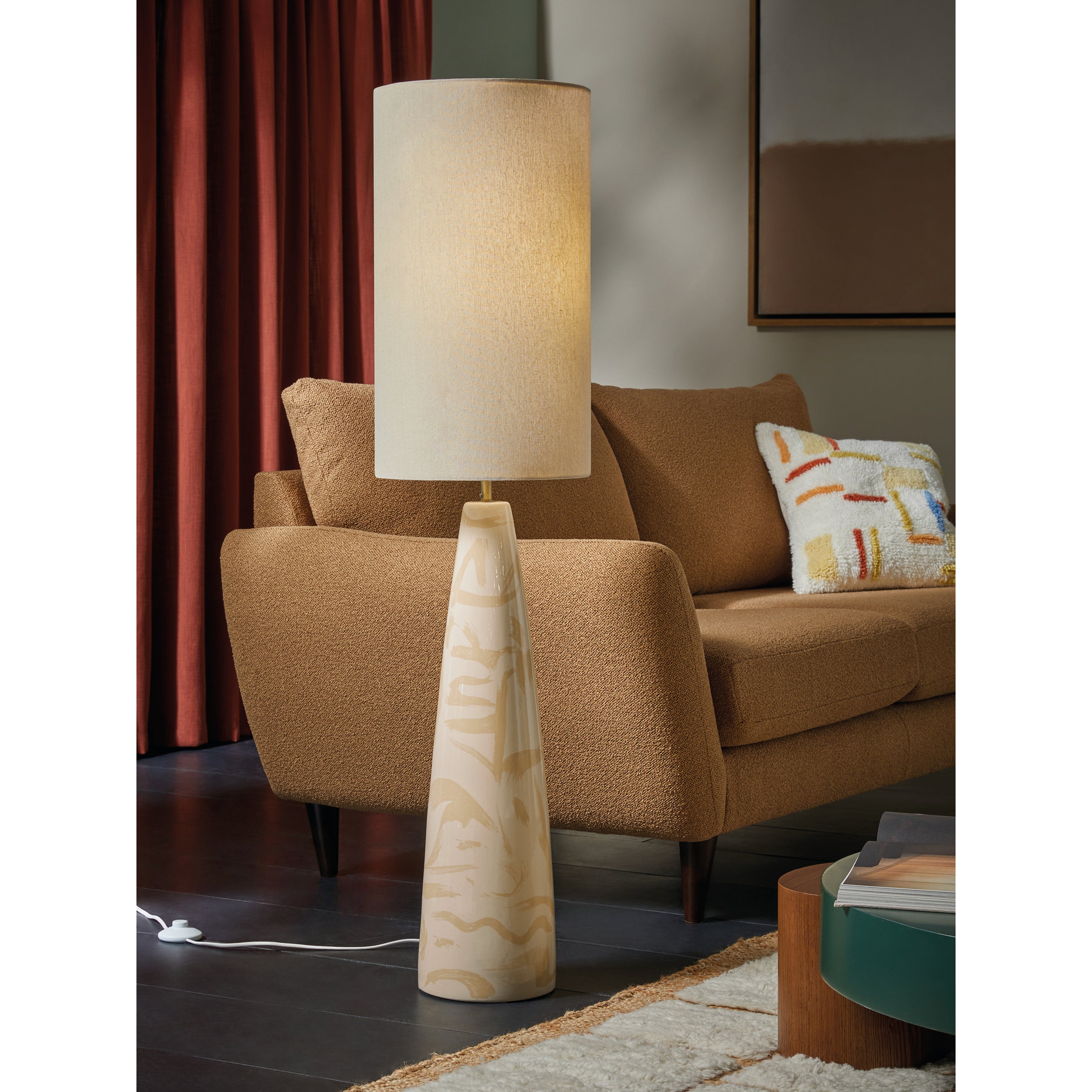 MADE.COM Vince Ceramic Floor Lamp - Cream
