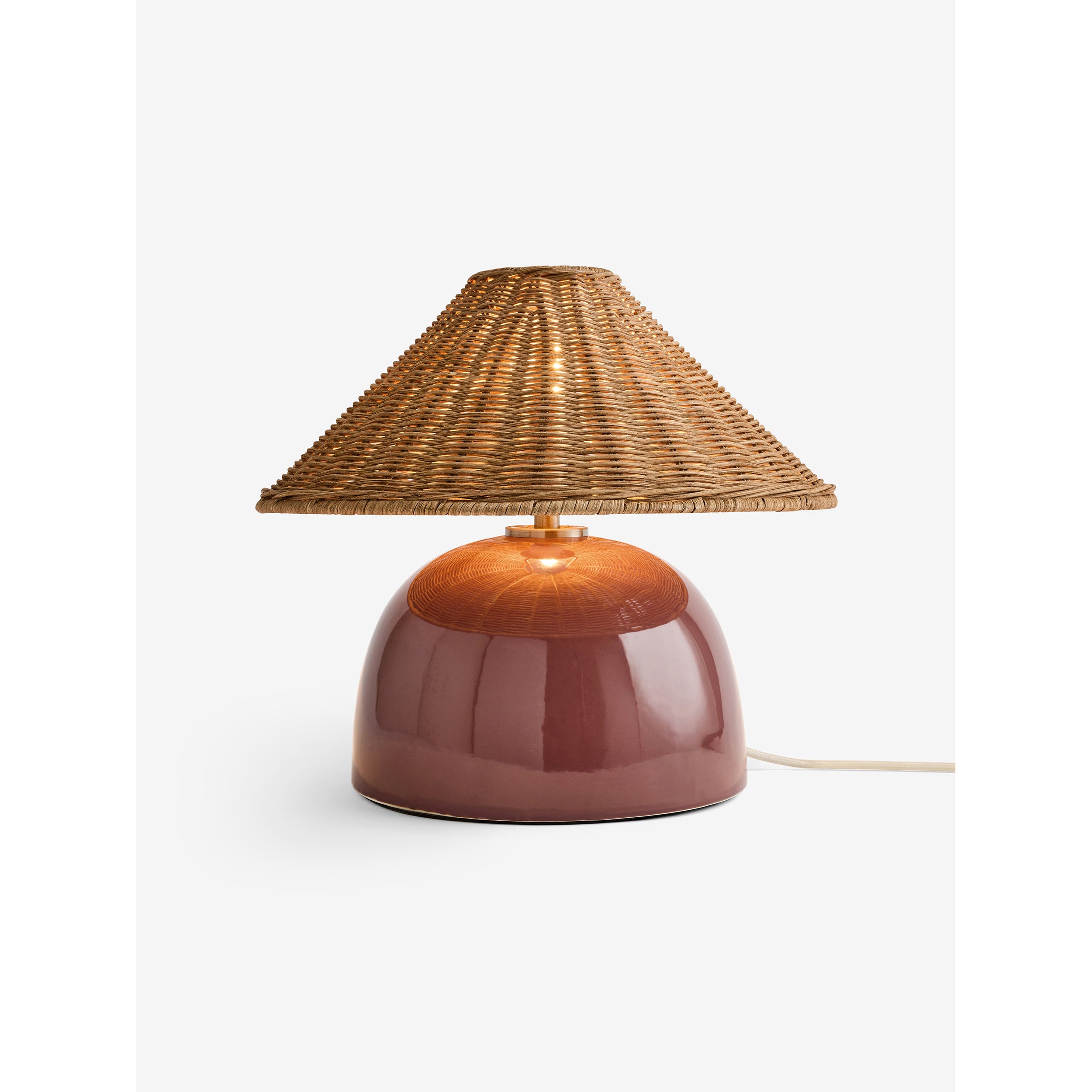 MADE.COM Nora Table Lamp - Burgundy Red & Rattan