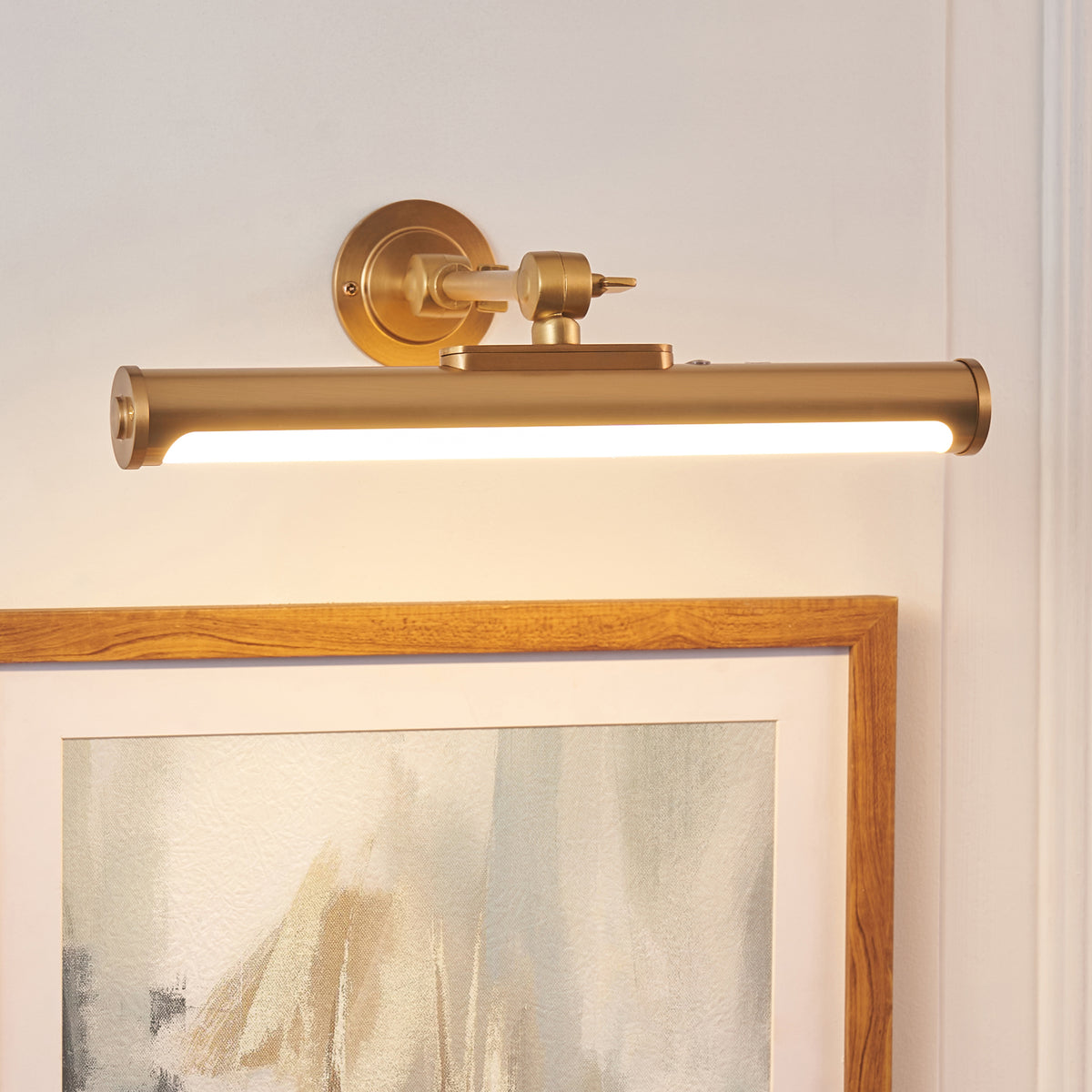 Endon Kas Rechargeable Picture Light - Warm Brass Plate & Frosted PC