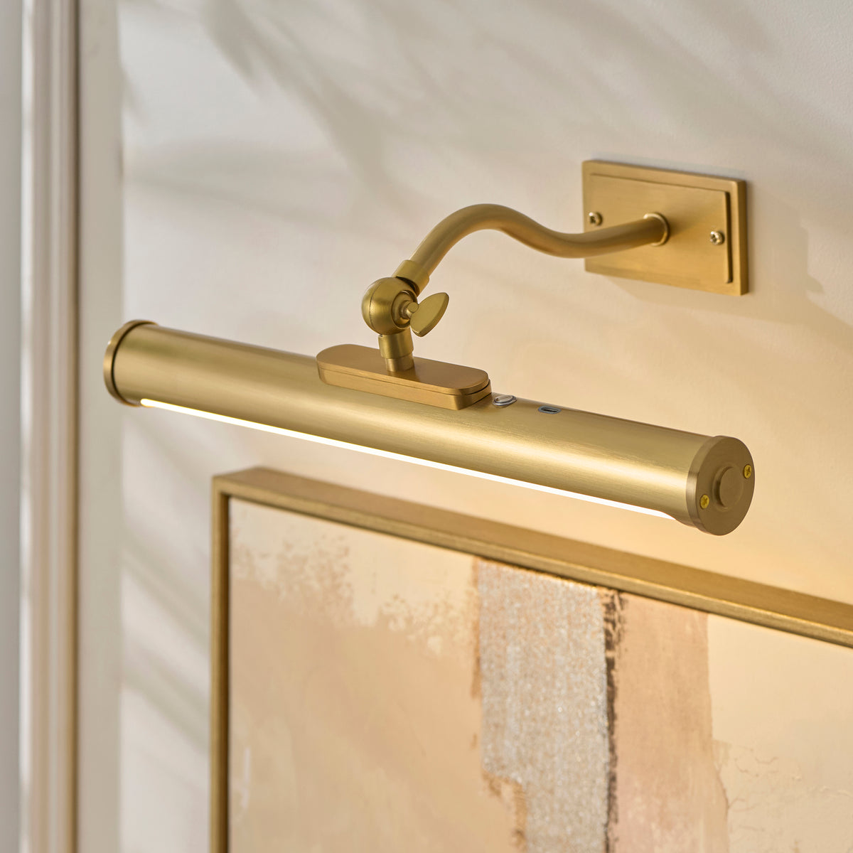 Endon Maris Rechargeable Picture Light - Warm Brass Plate & Frosted PC