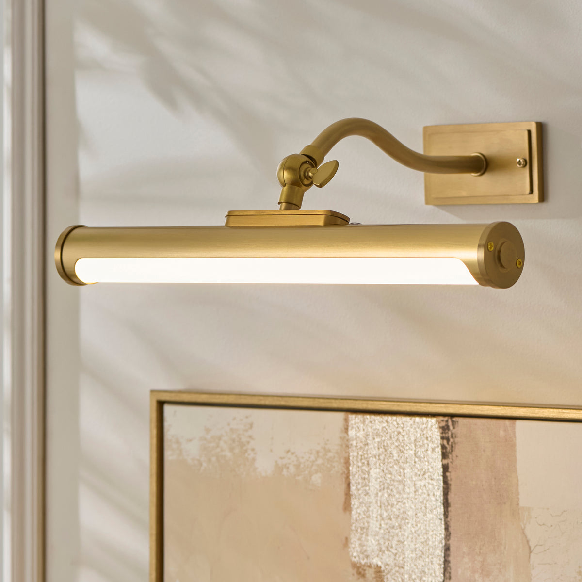 Endon Maris Rechargeable Picture Light - Warm Brass Plate & Frosted PC