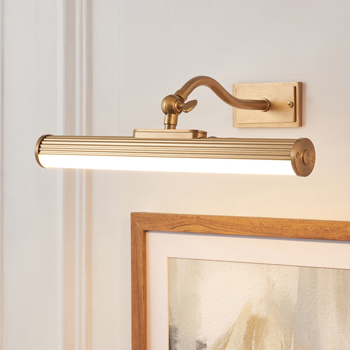 Endon Kindos Rechargeable Picture Light - Warm Brass Plate & Frosted PC