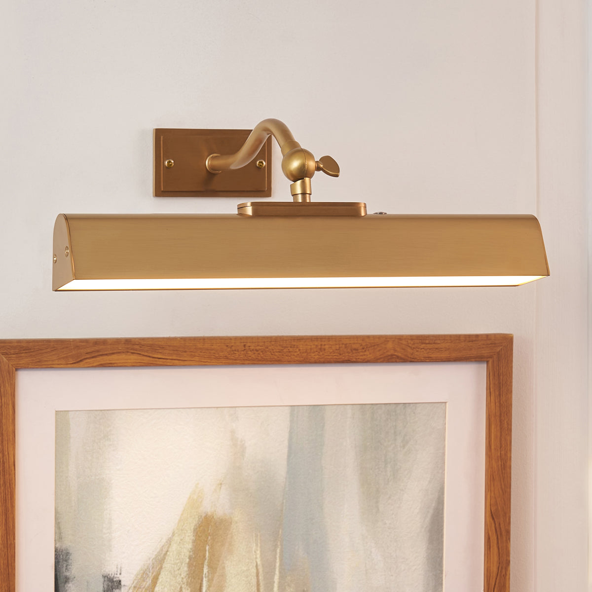 Endon Lasos Rechargeable Picture Light - Warm Brass Plate & Frosted PC