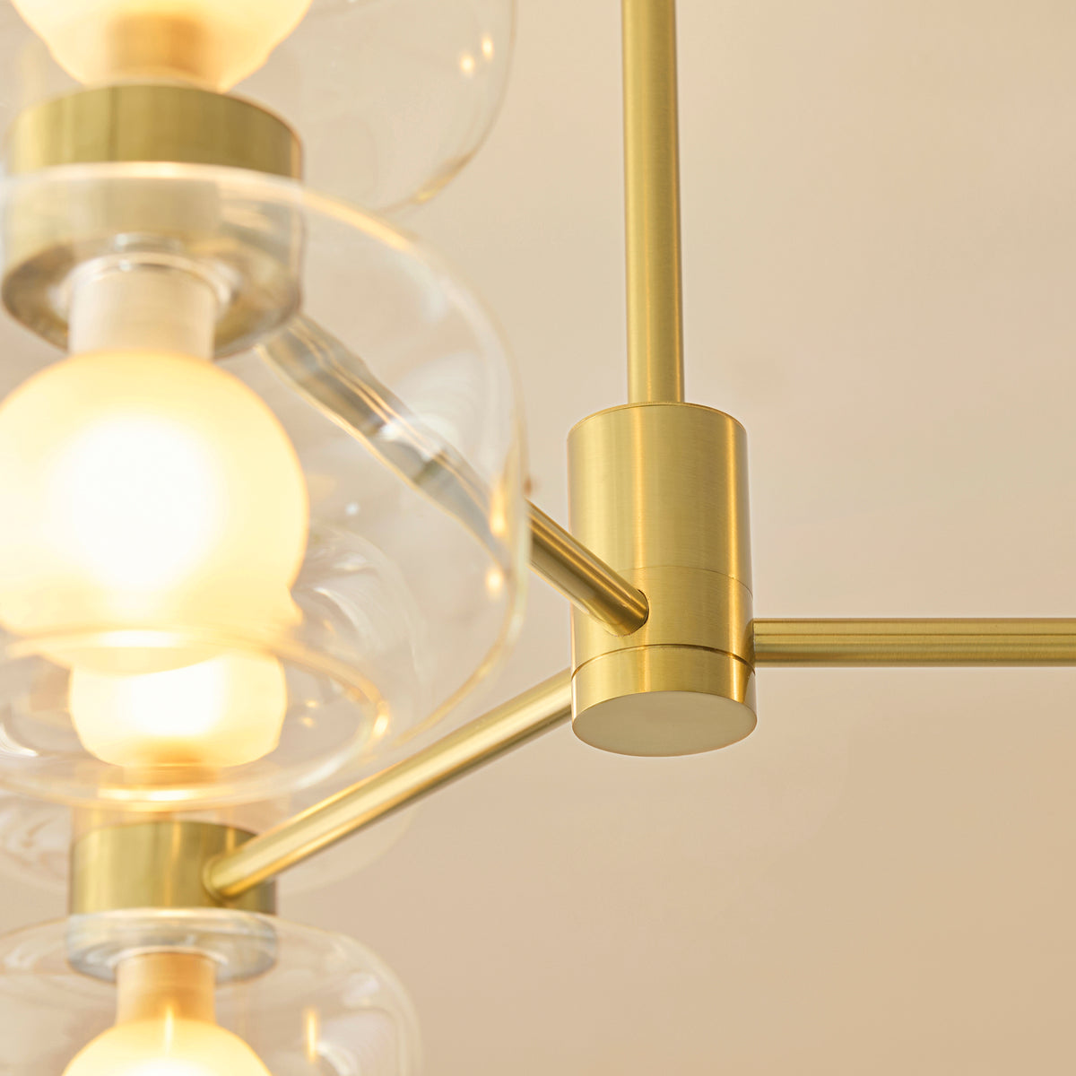 Endon Rossano 6 Light Semi Flush - Warm Brass Plate & Clear/Frosted Glass