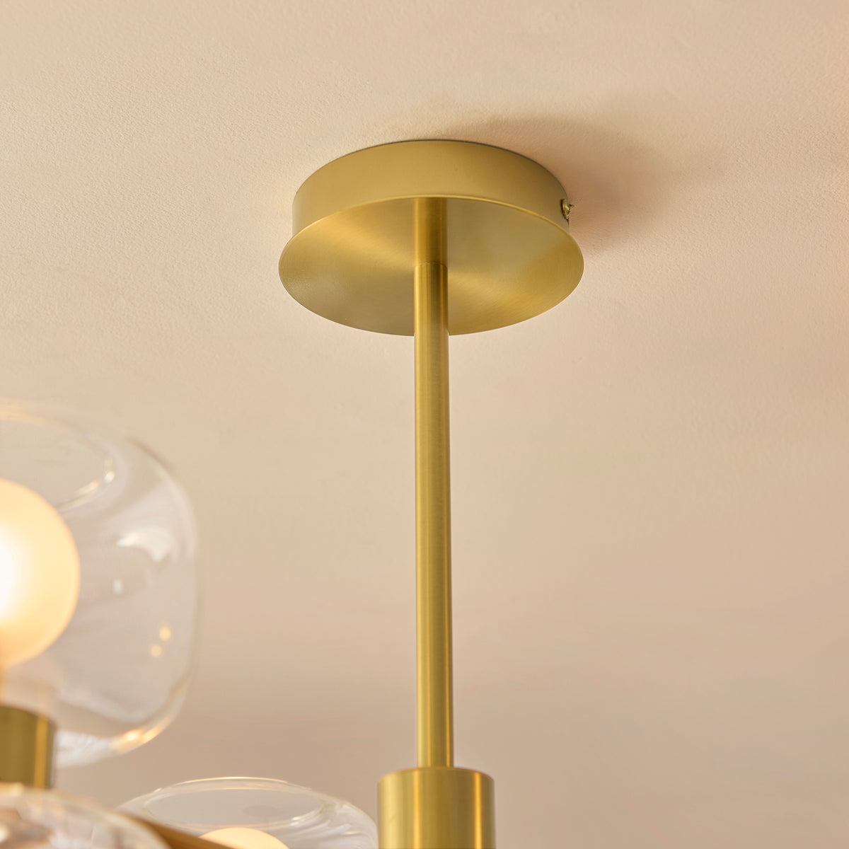 Endon Rossano 6 Light Semi Flush - Warm Brass Plate & Clear/Frosted Glass