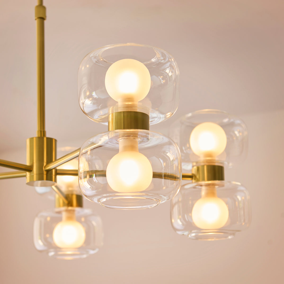 Endon Rossano 10 Light Pendant - Warm Brass Plate & Clear/Frosted Glass