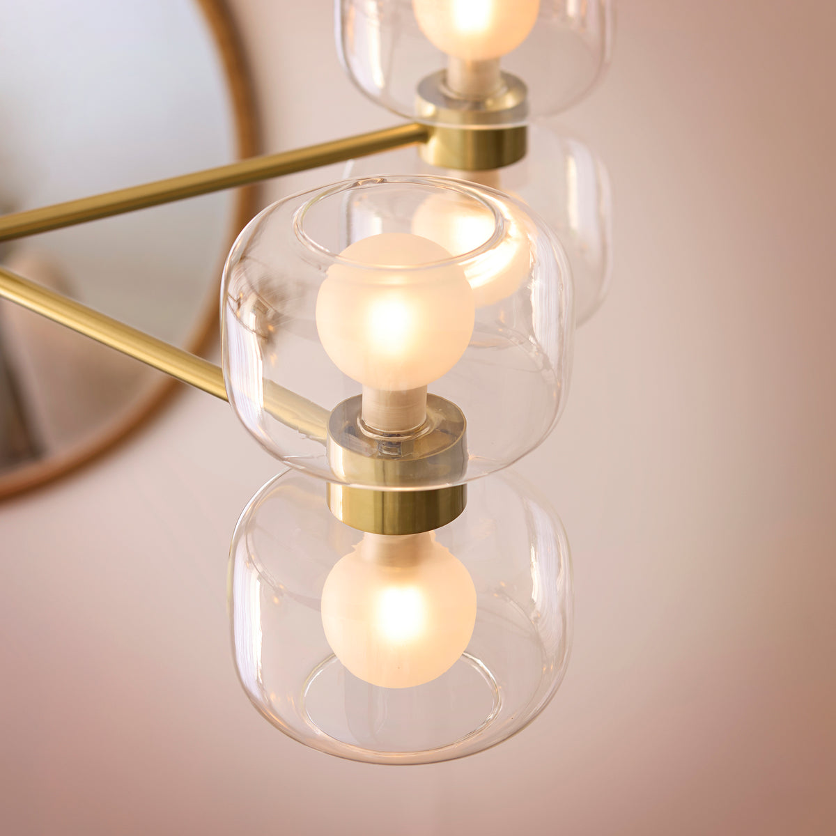 Endon Rossano 10 Light Pendant - Warm Brass Plate & Clear/Frosted Glass