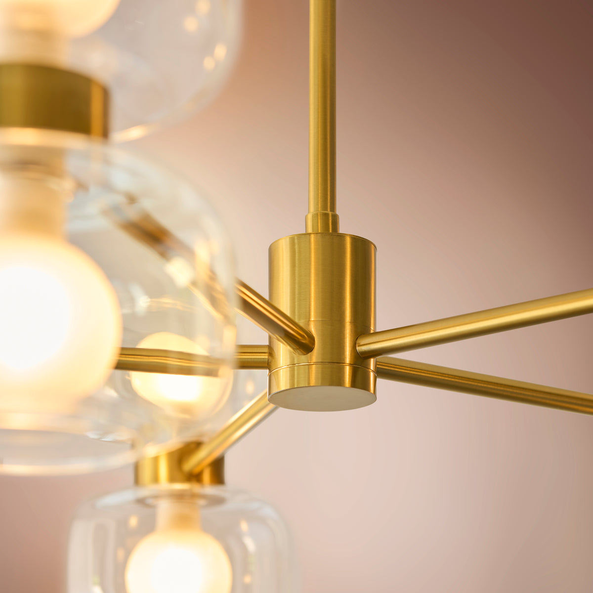 Endon Rossano 10 Light Pendant - Warm Brass Plate & Clear/Frosted Glass