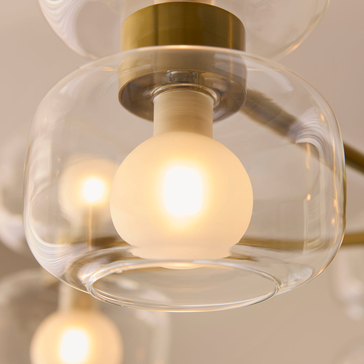 Endon Rossano 10 Light Pendant - Warm Brass Plate & Clear/Frosted Glass