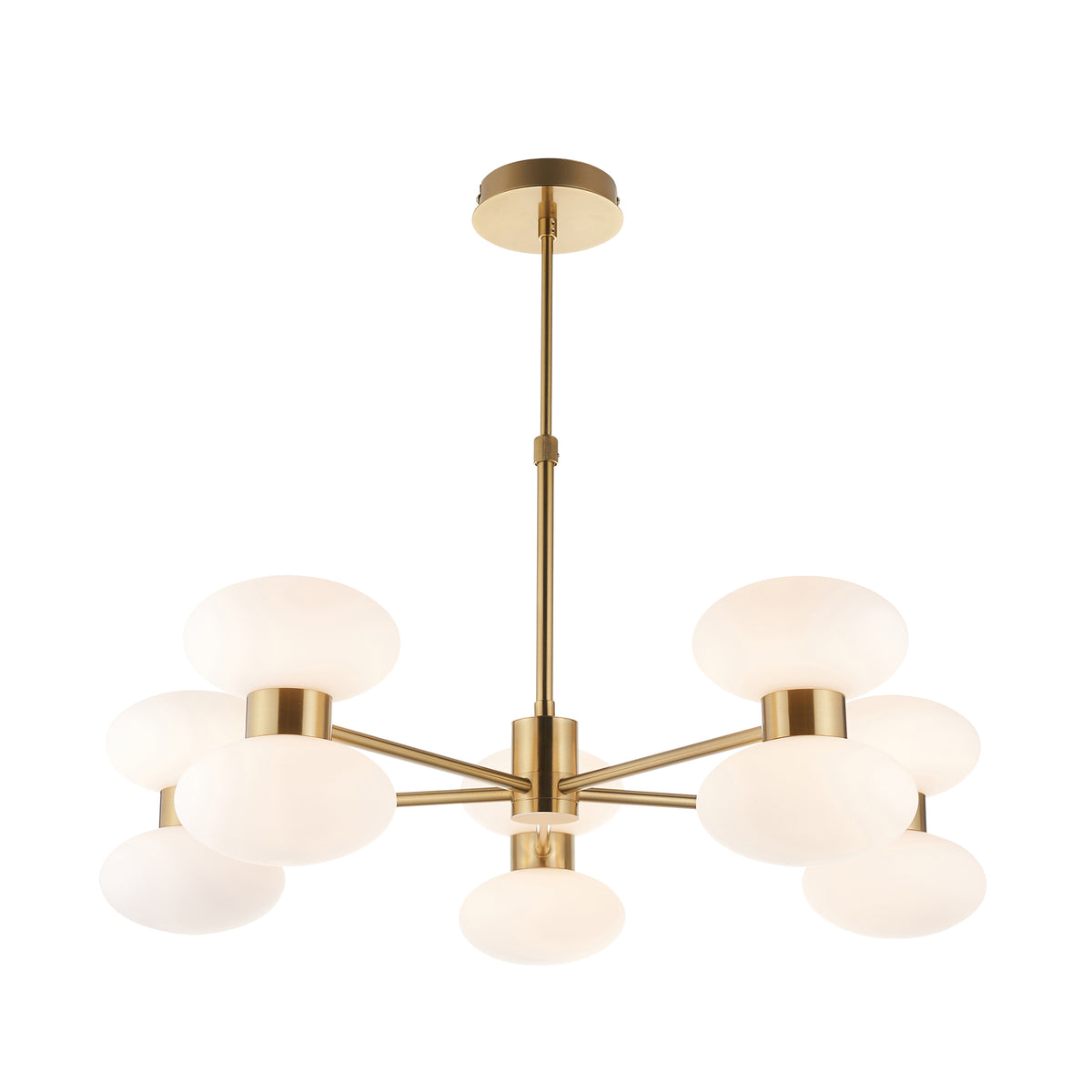 Endon Rossano 10 Light Pendant - Warm Brass Plate & Opal Glass
