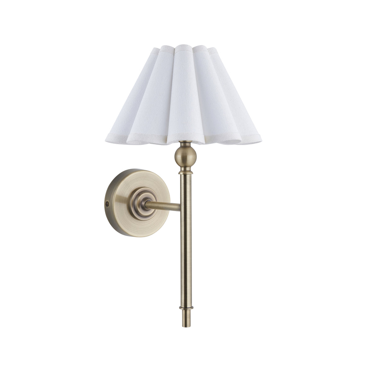 Endon Sylvie Wall Light - Antique Brass Plate & Vintage White Cotton