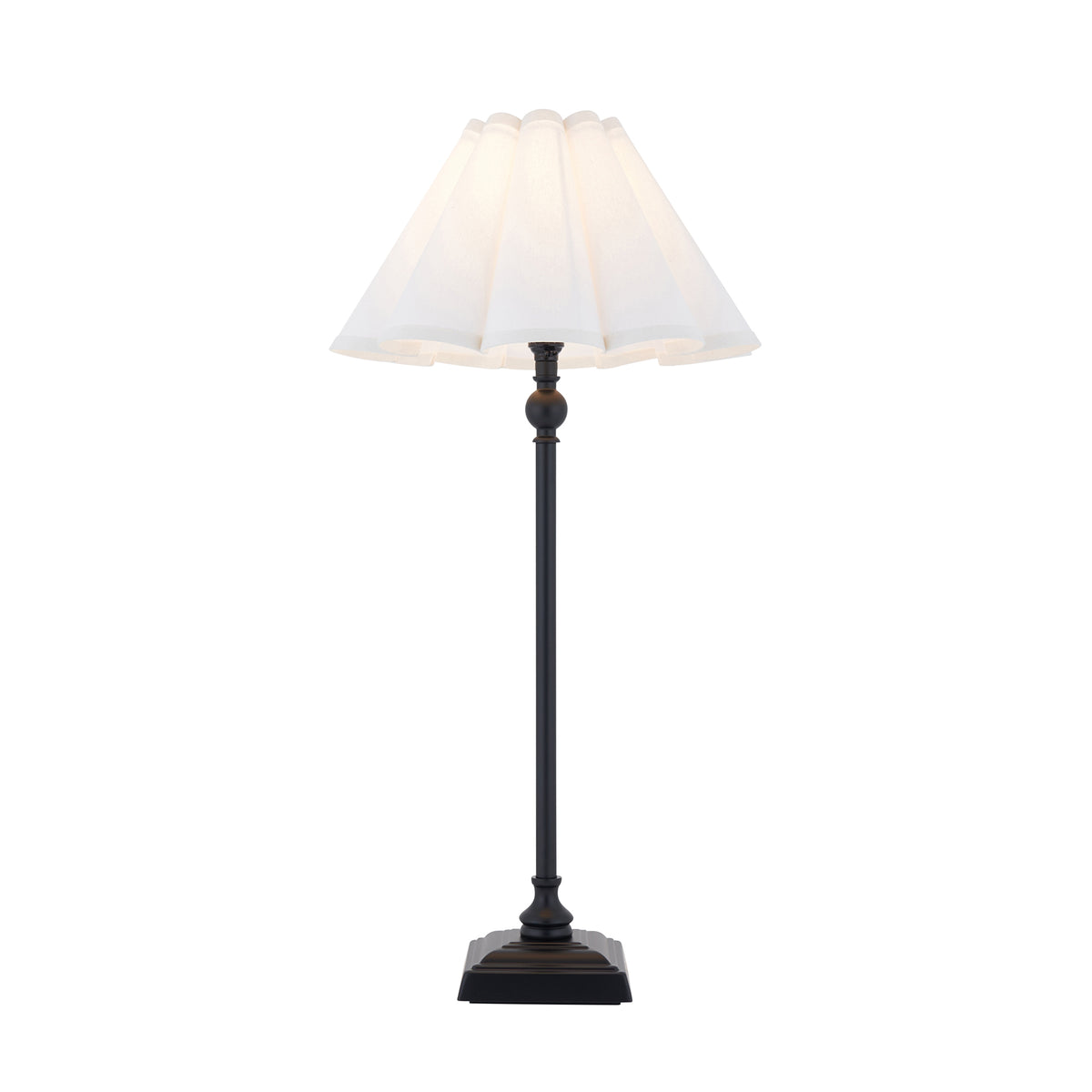 Endon Sylvie Table Light - Matt Black & Vintage White Cotton