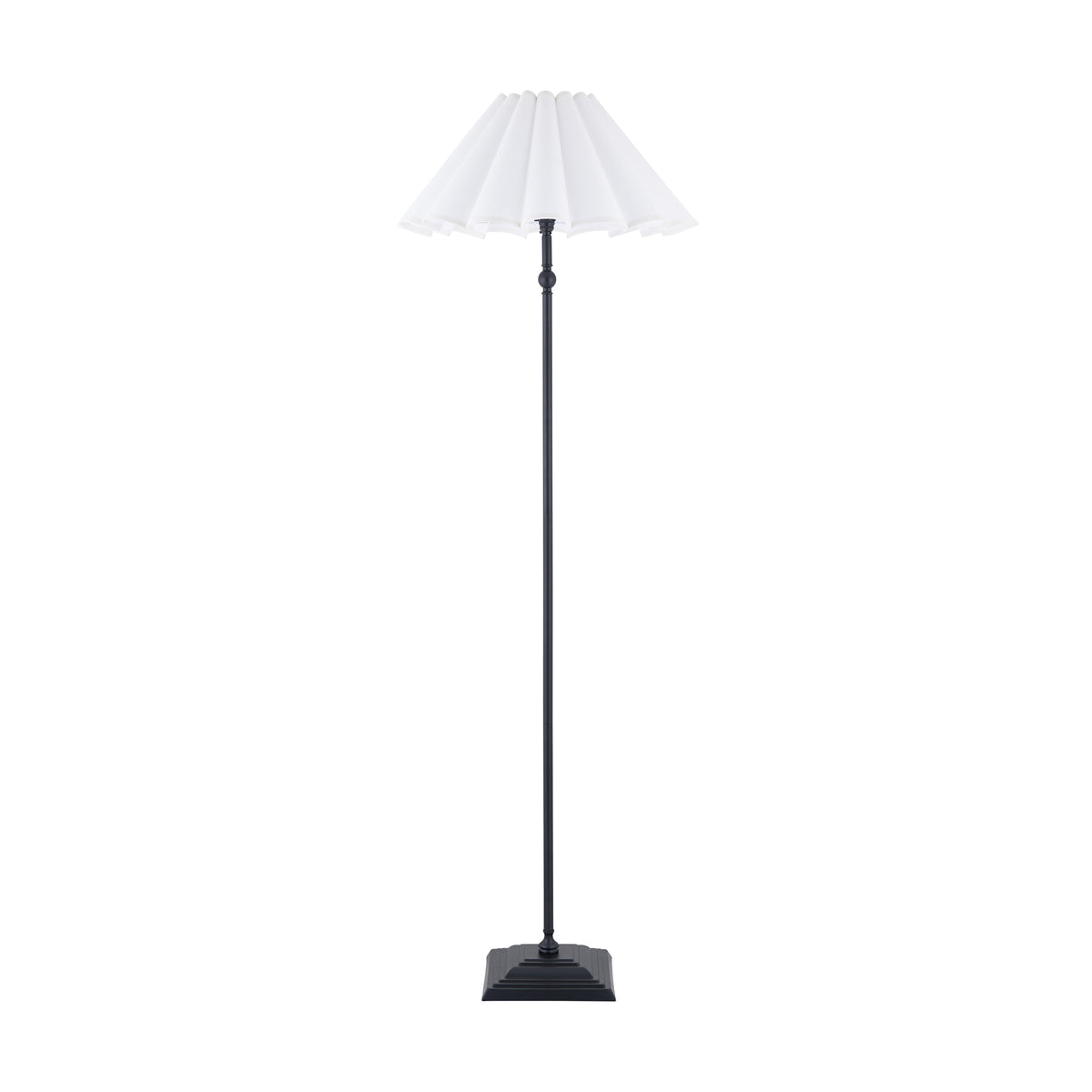 Endon Sylvie Floor Light - Matt Black & Vintage White Cotton
