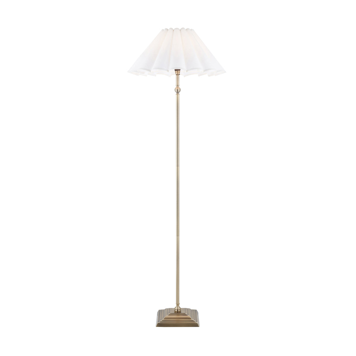 Endon Sylvie Floor Light - Antique Brass Plate & Vintage White Cotton