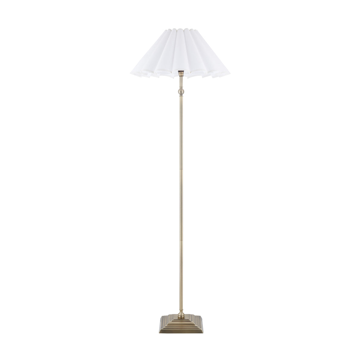 Endon Sylvie Floor Light - Antique Brass Plate & Vintage White Cotton