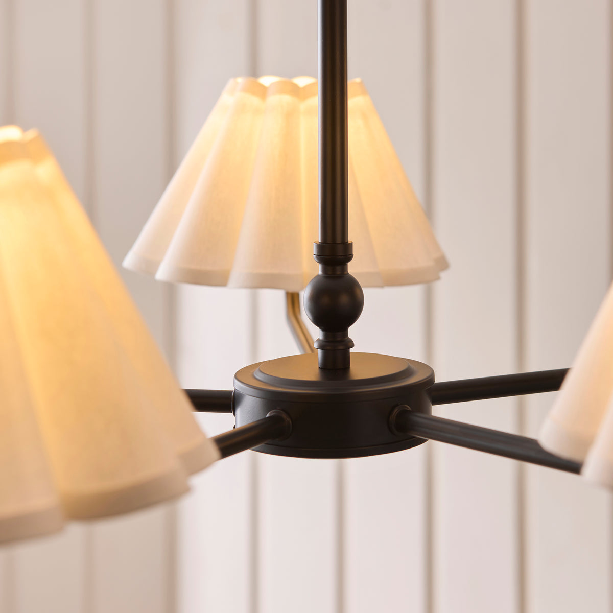 Endon Sylvie 5 Light Pendant - Matt Black & Vintage White Cotton