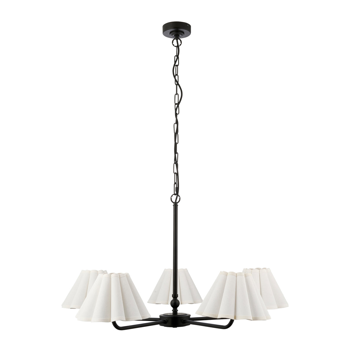 Endon Sylvie 5 Light Pendant - Matt Black & Vintage White Cotton