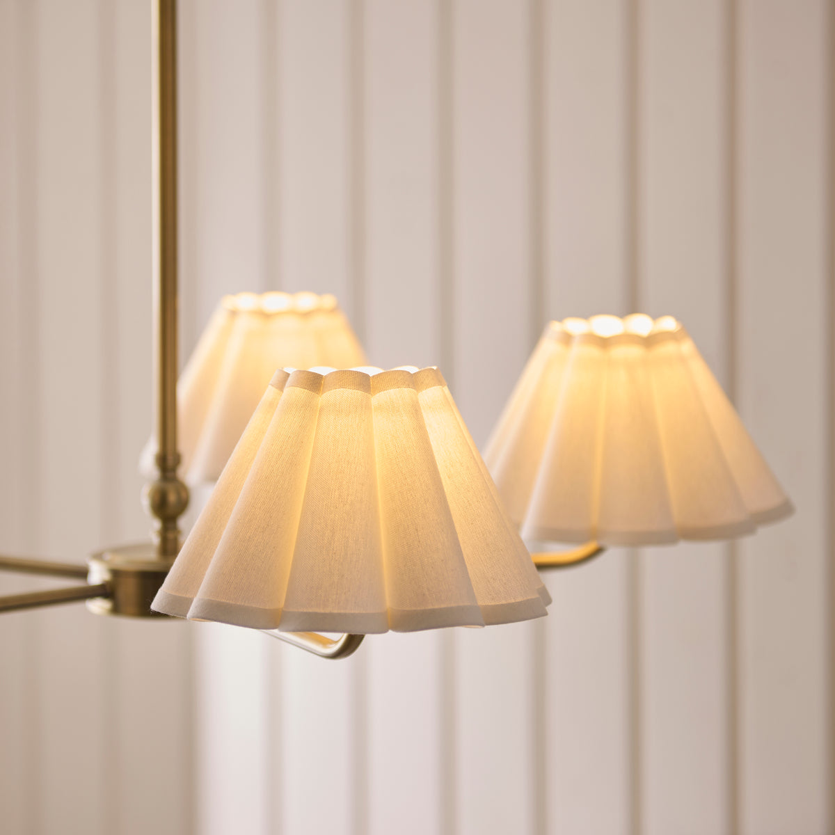Endon Sylvie 5 Light Pendant - Antique Brass Plate & Vintage White Cotton