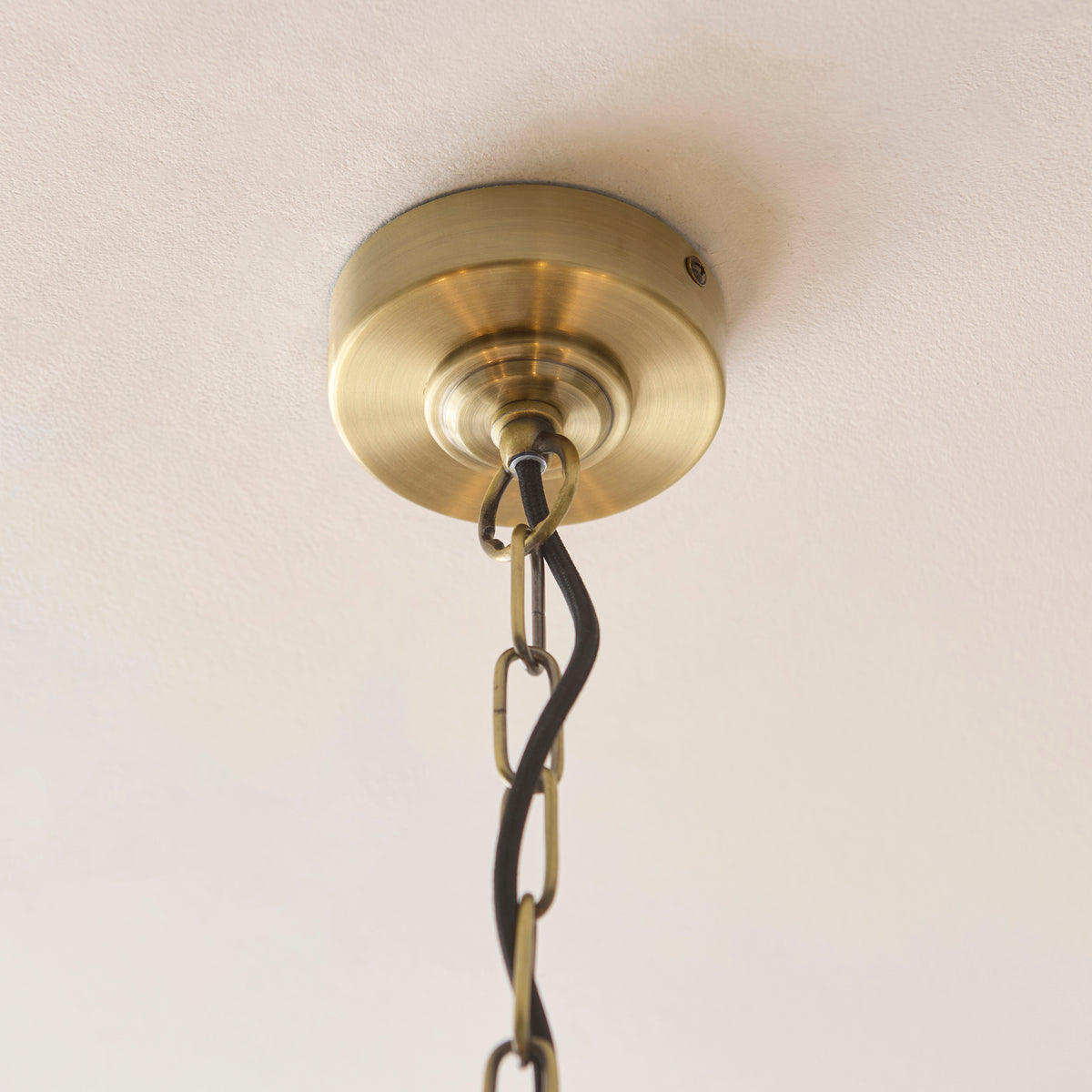 Endon Sylvie 5 Light Pendant - Antique Brass Plate & Vintage White Cotton