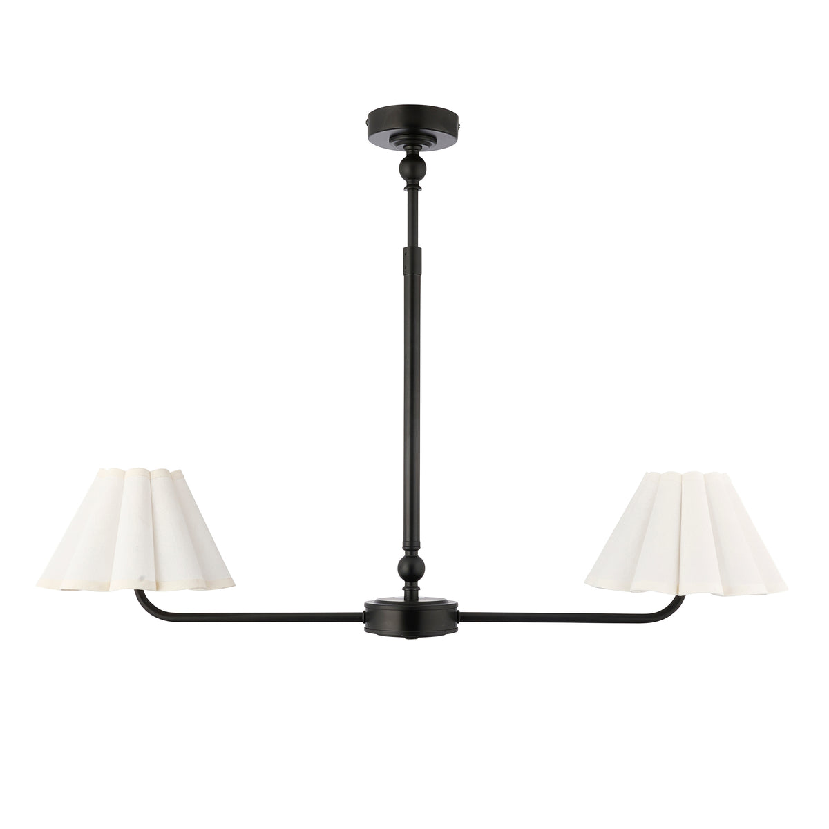 Endon Sylvie 2 Light Linear Pendant - Matt Black & Vintage White Cotton