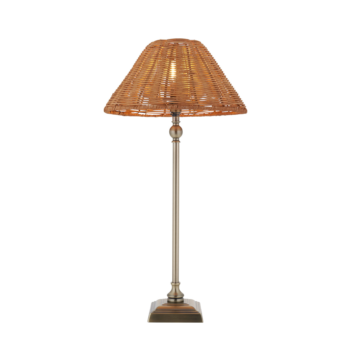 Endon Jericho Table Light - Antique Brass Plate & Dark Rattan