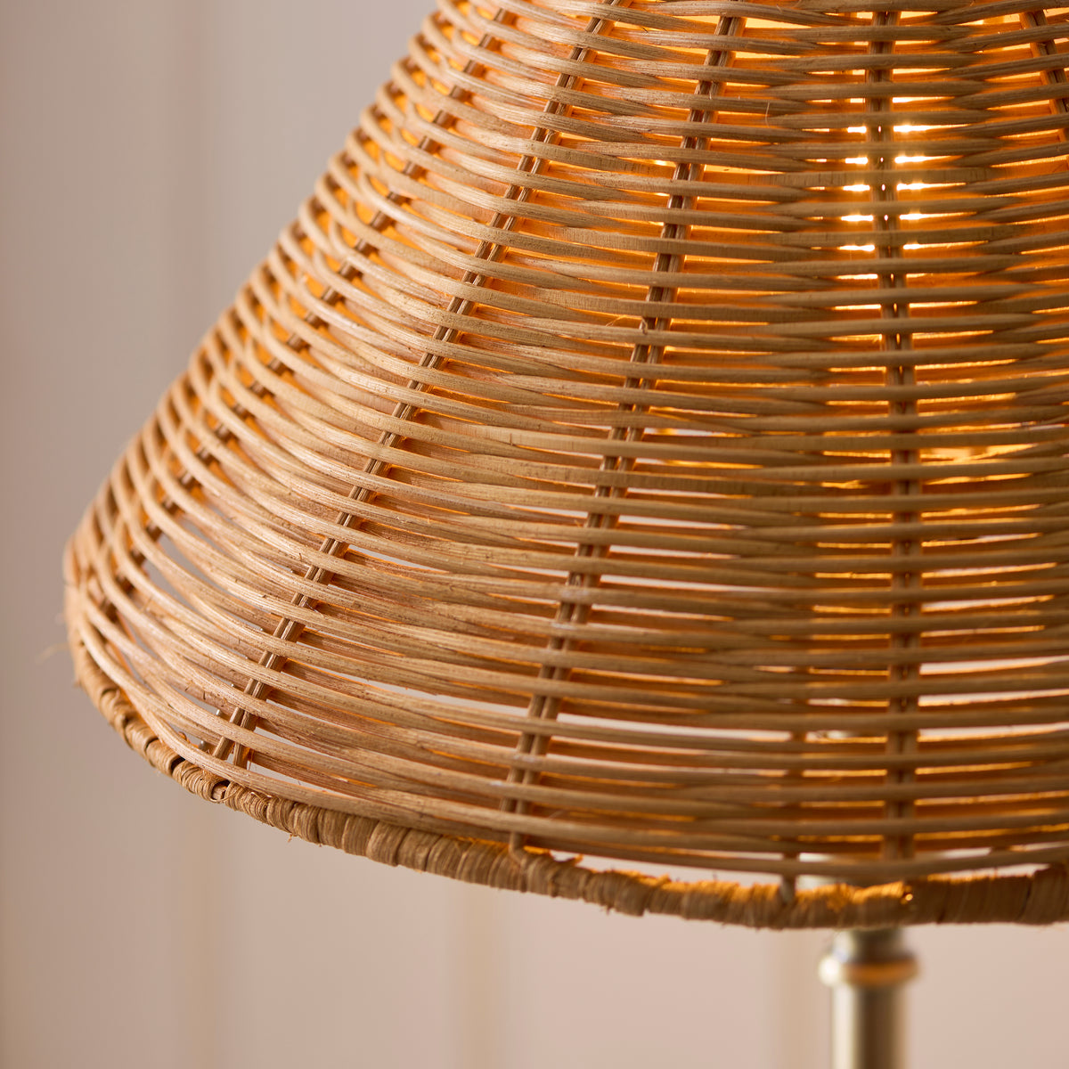Endon Jericho Table Light - Antique Brass Plate & Dark Rattan