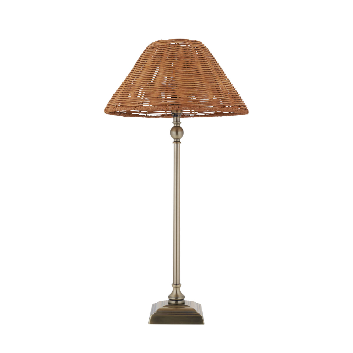 Endon Jericho Table Light - Antique Brass Plate & Dark Rattan