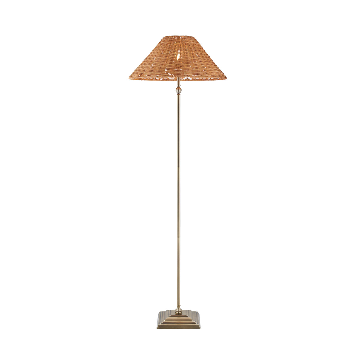 Endon Jericho Floor Light - Antique Brass Plate & Dark Rattan