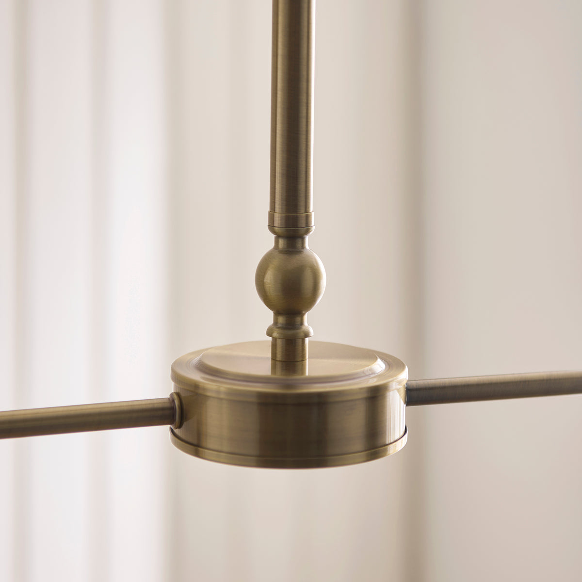 Endon Jericho 2 Light Linear Pendant - Antique Brass Plate & Dark Rattan