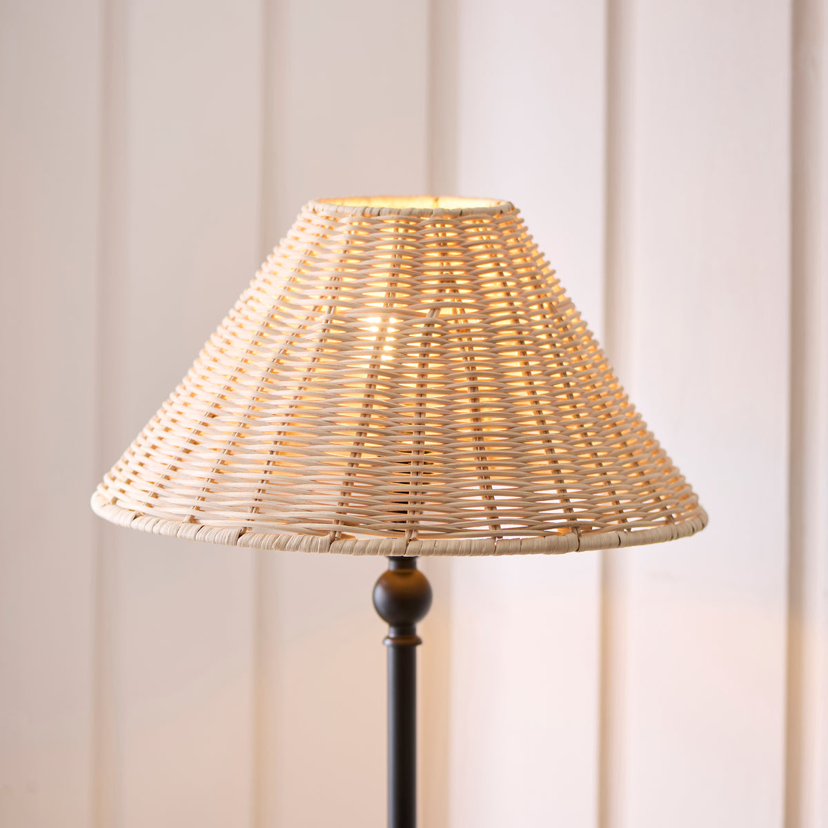 Endon Jericho Table Light - Matt Black & Natural Rattan