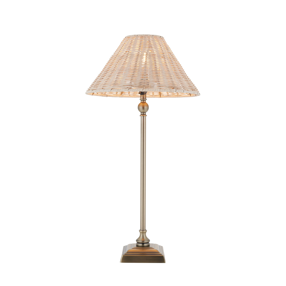 Endon Jericho Table Light - Antique Brass Plate & Natural Rattan