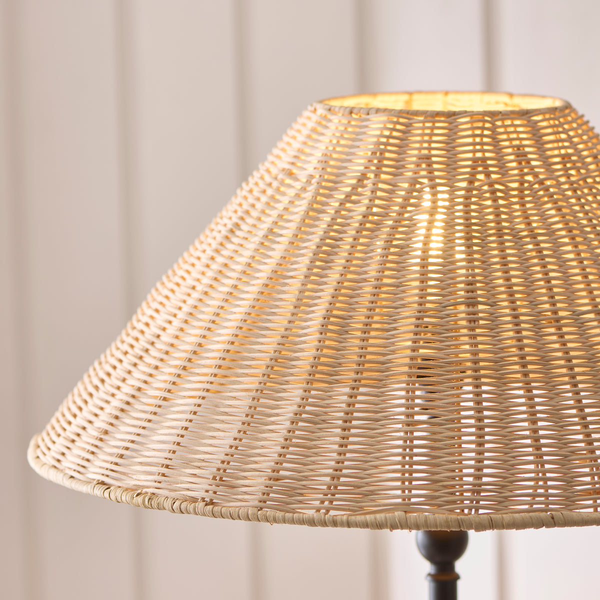 Endon Jericho Floor Light - Matt Black & Natural Rattan
