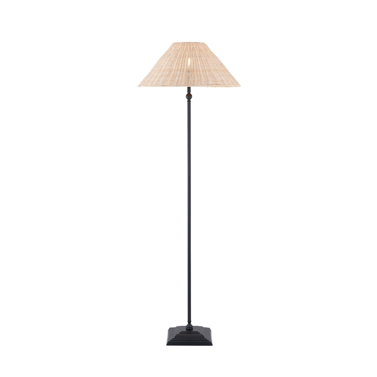 Endon Jericho Floor Light - Matt Black & Natural Rattan