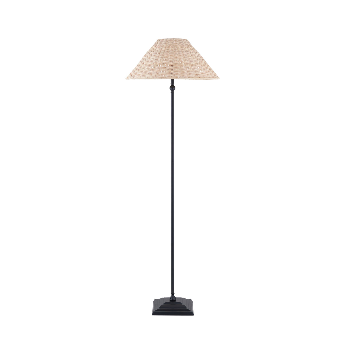 Endon Jericho Floor Light - Matt Black & Natural Rattan