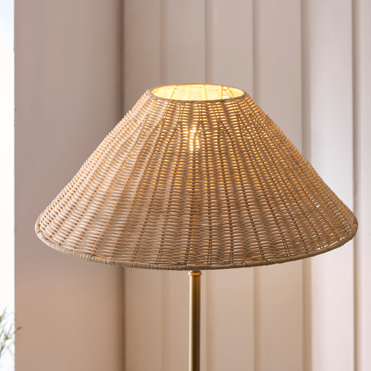 Endon Jericho Floor Light - Antique Brass Plate & Natural Rattan