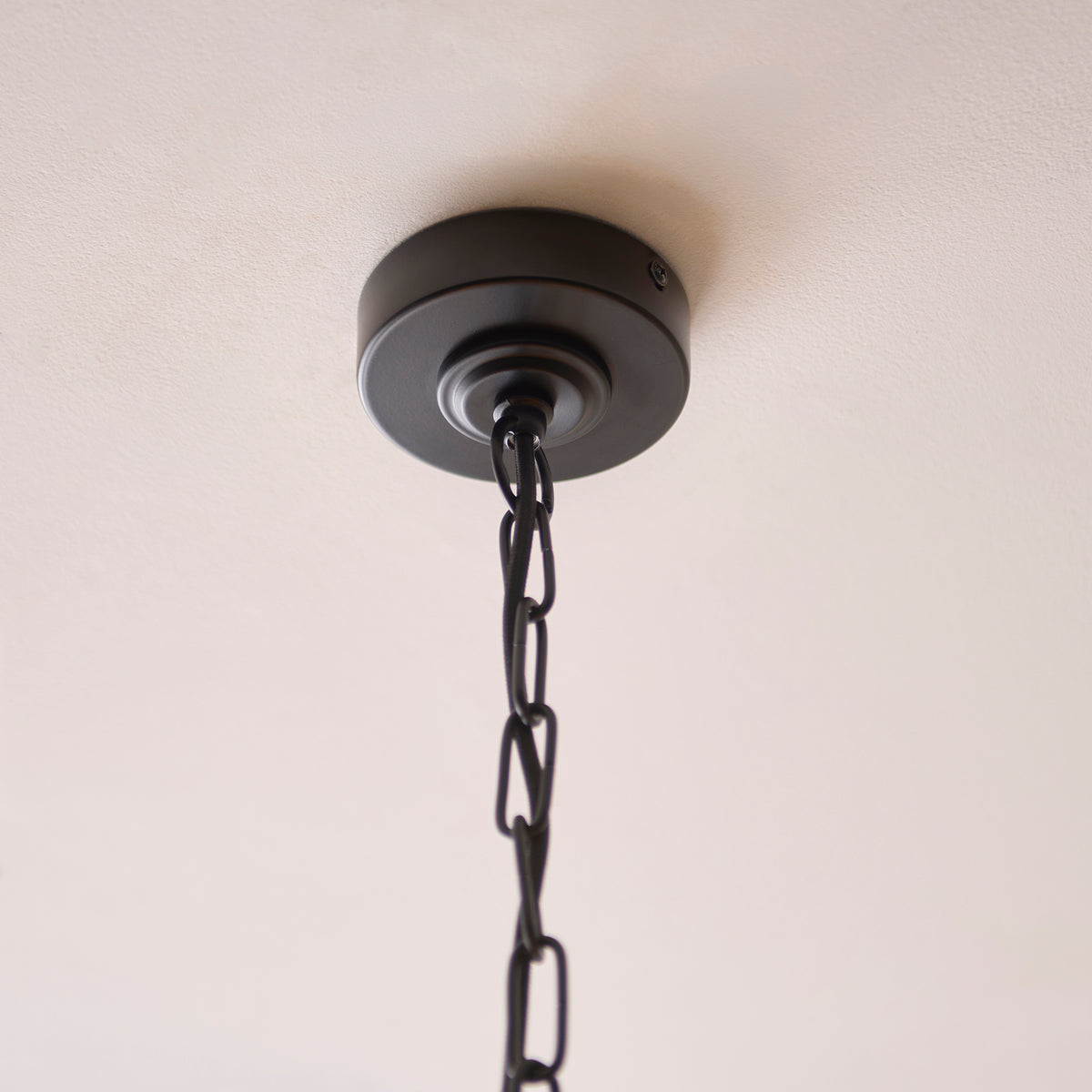 Endon Jericho 5 Light Pendant - Matt Black & Natural Rattan
