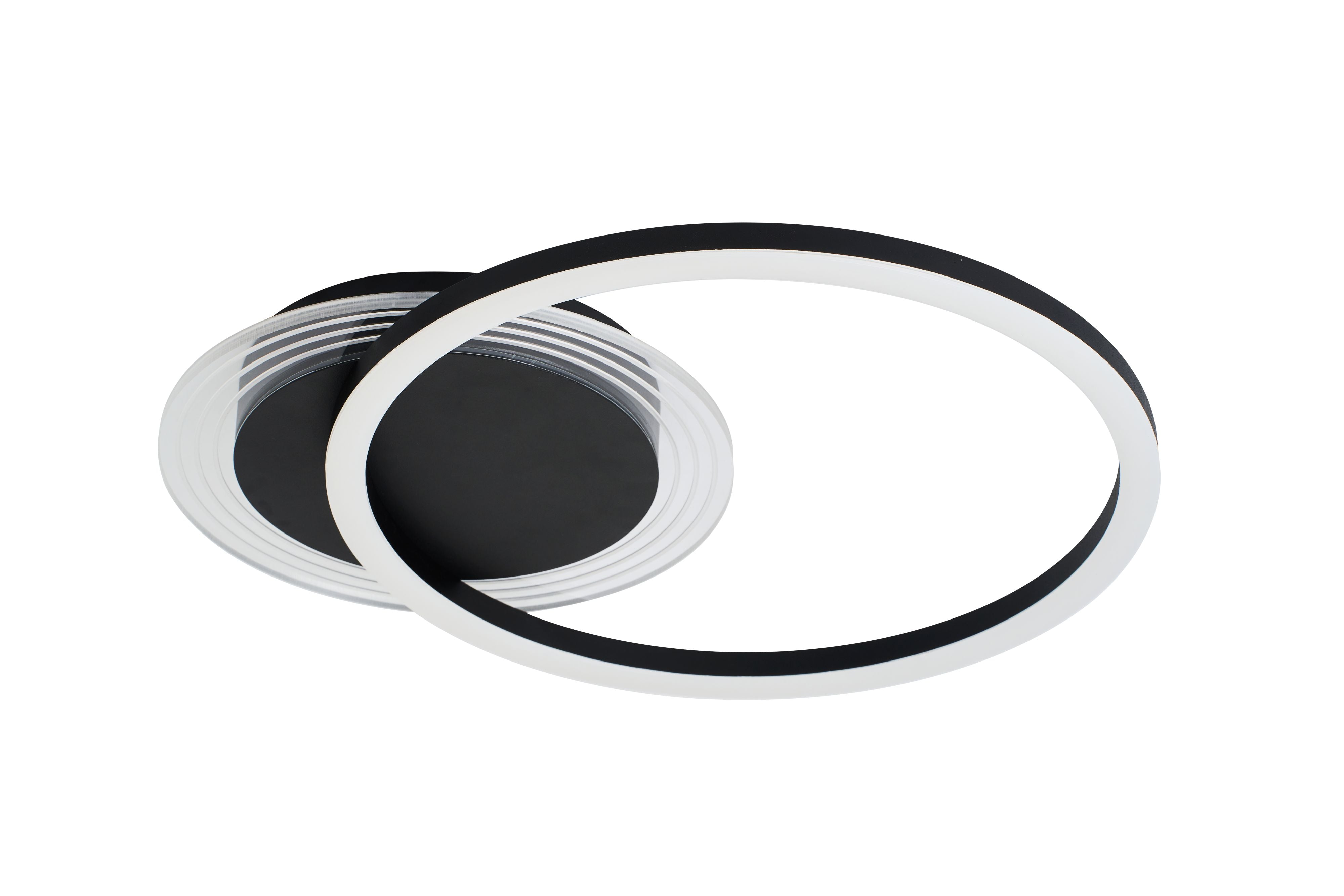 Searchlight Contour single ring LED flush light in matt black, alternate angled studio shot