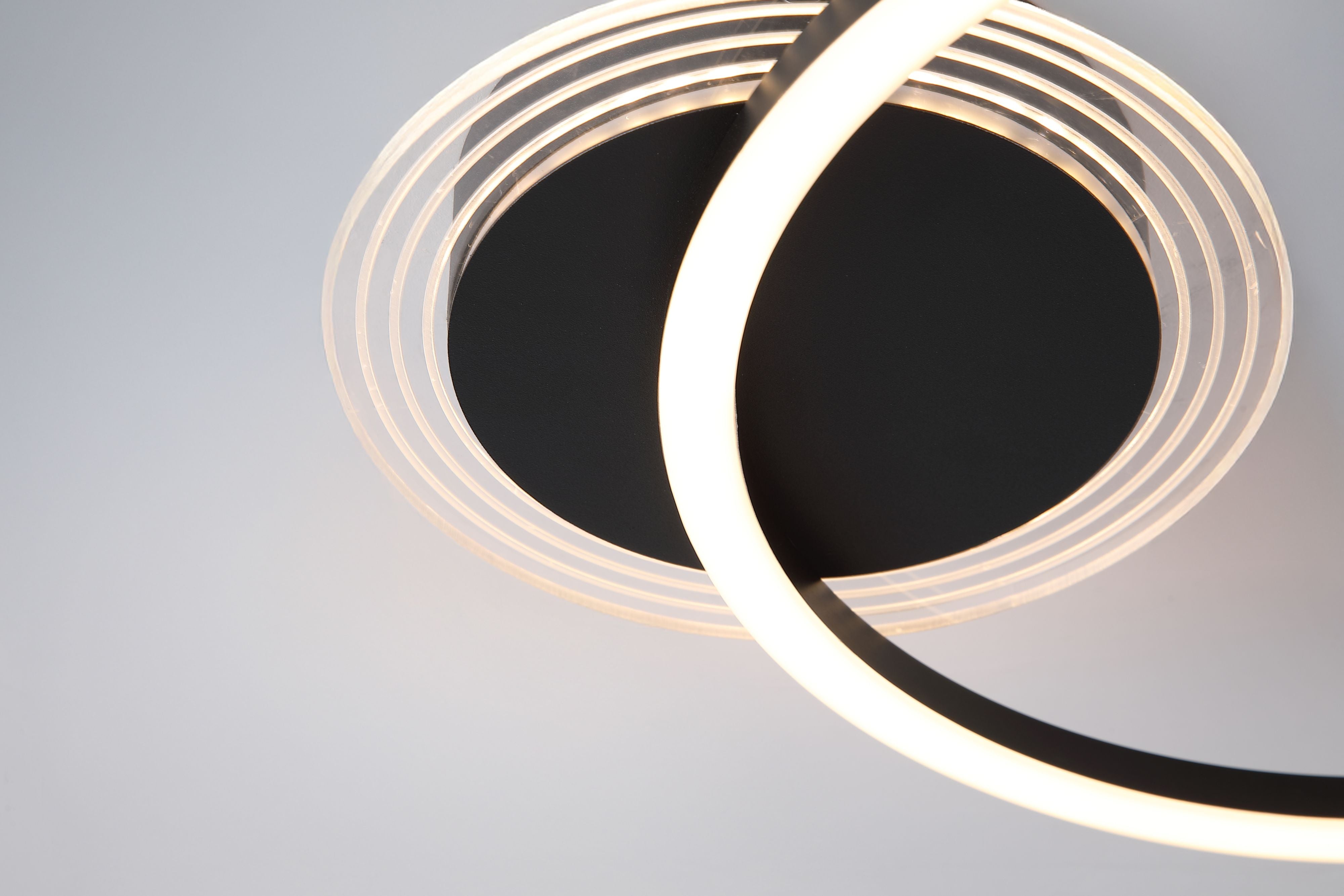 Close up detail of the Contour single ring's lit edge and matt black mounting plate