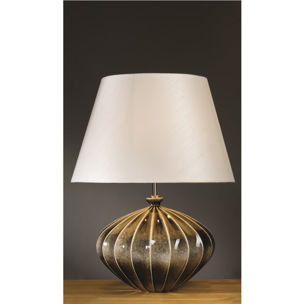 Elstead Ribbed Pumpkin Single Table Lamp - Brown & Black