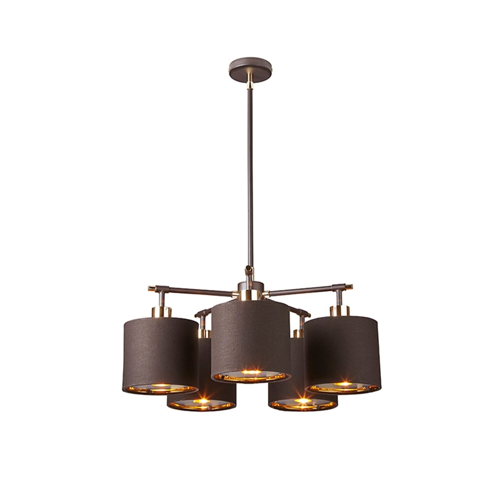 Elstead Balance 5 Light Chandelier - Brown & Polished Brass
